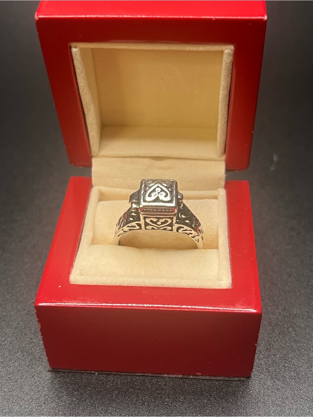 Sterling Silver Poison Ring Secret Compartment Hinged Size 8
